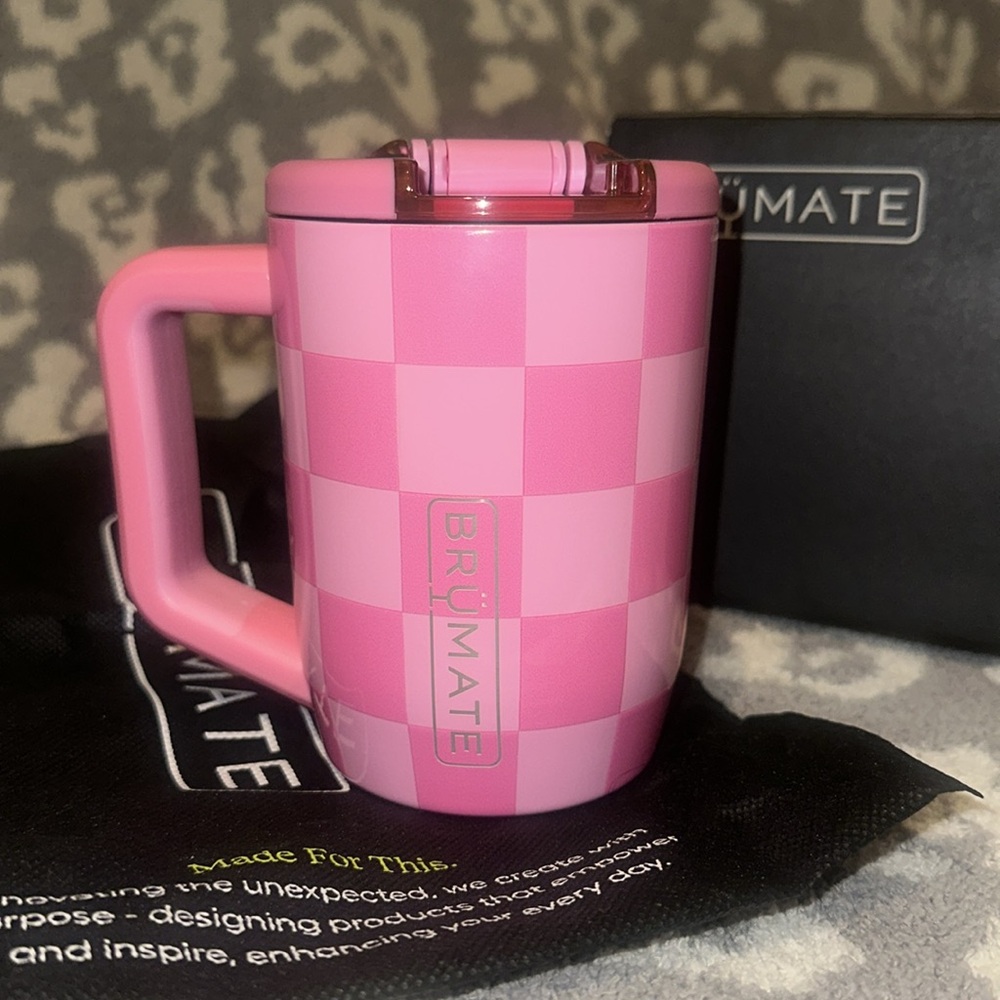 BrüMate Mũv 15oz Mug 💯 leakproof in Pink Checker 😍 New 🆕 & Never Used 😍